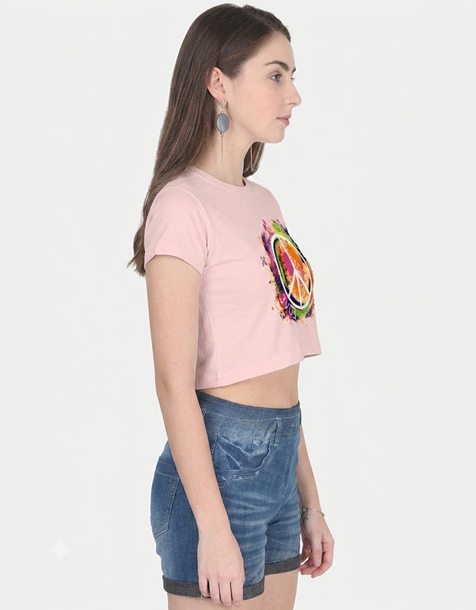 ONROGUE WOMEN'S PEACE & LOVE GRAPHIC CROP TOP
