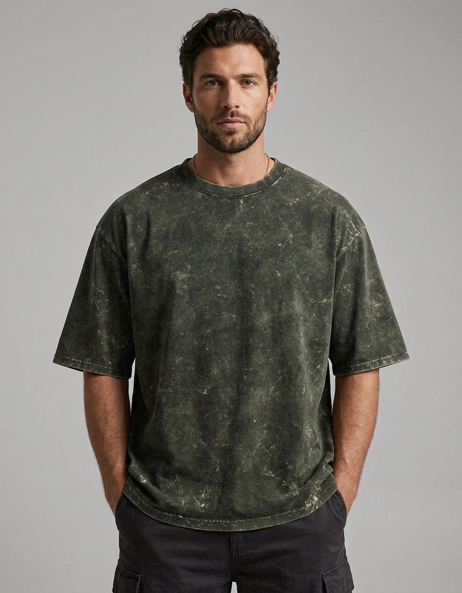ONROGUE Men’s Acid Wash Oversized T-Shirt
