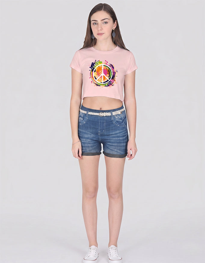 ONROGUE WOMEN'S PEACE & LOVE GRAPHIC CROP TOP