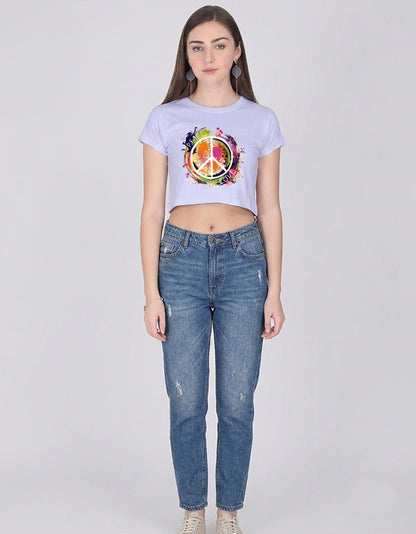 ONROGUE WOMEN'S PEACE & LOVE GRAPHIC CROP TOP