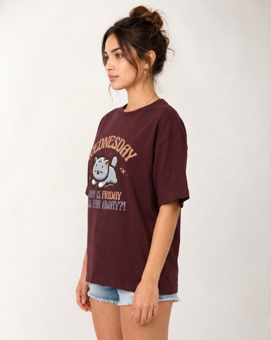 ONROGUE Women Wednesday Mood Premium Oversized Tee
