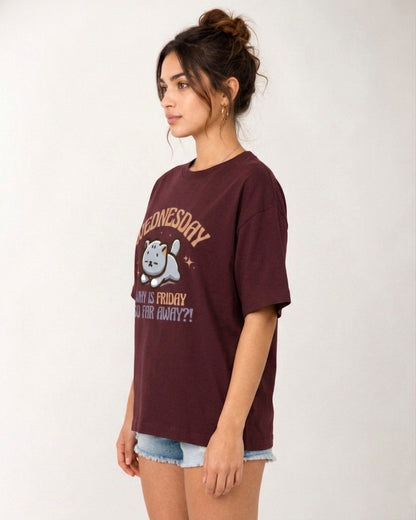 ONROGUE Women Wednesday Mood Premium Oversized Tee