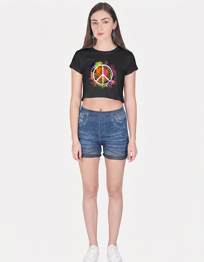 ONROGUE WOMEN'S PEACE & LOVE GRAPHIC CROP TOP