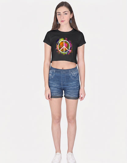 ONROGUE WOMEN'S PEACE & LOVE GRAPHIC CROP TOP