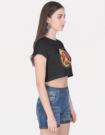 ONROGUE WOMEN'S PEACE & LOVE GRAPHIC CROP TOP