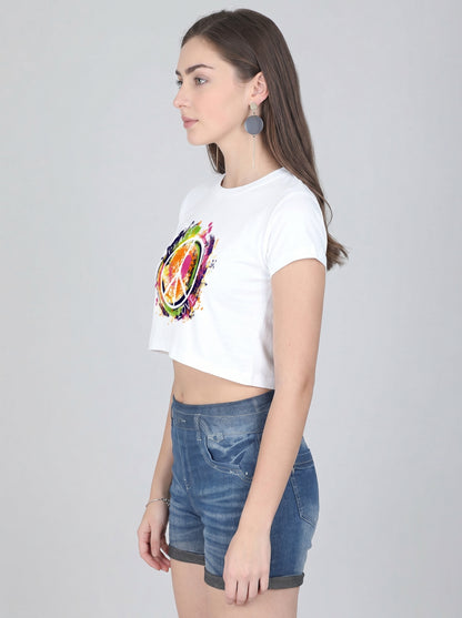 ONROGUE WOMEN'S PEACE & LOVE GRAPHIC CROP TOP