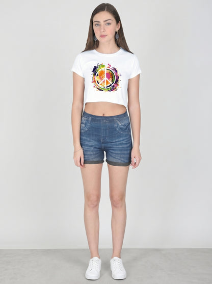 ONROGUE WOMEN'S PEACE & LOVE GRAPHIC CROP TOP