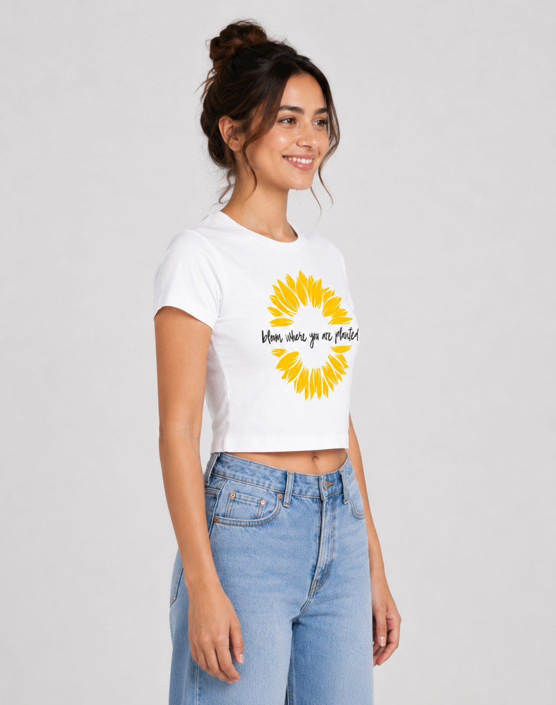 ONROGUE Women's Floral Graphic Baby Tee – Bloom Where You Are Planted