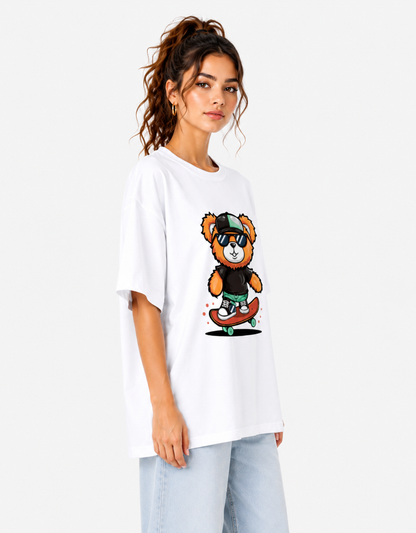ONROGUE Women's Skater Bear Oversized T-Shirt