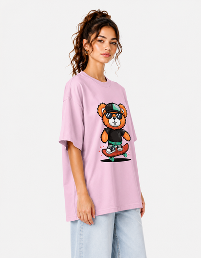 ONROGUE Women's Skater Bear Oversized T-Shirt