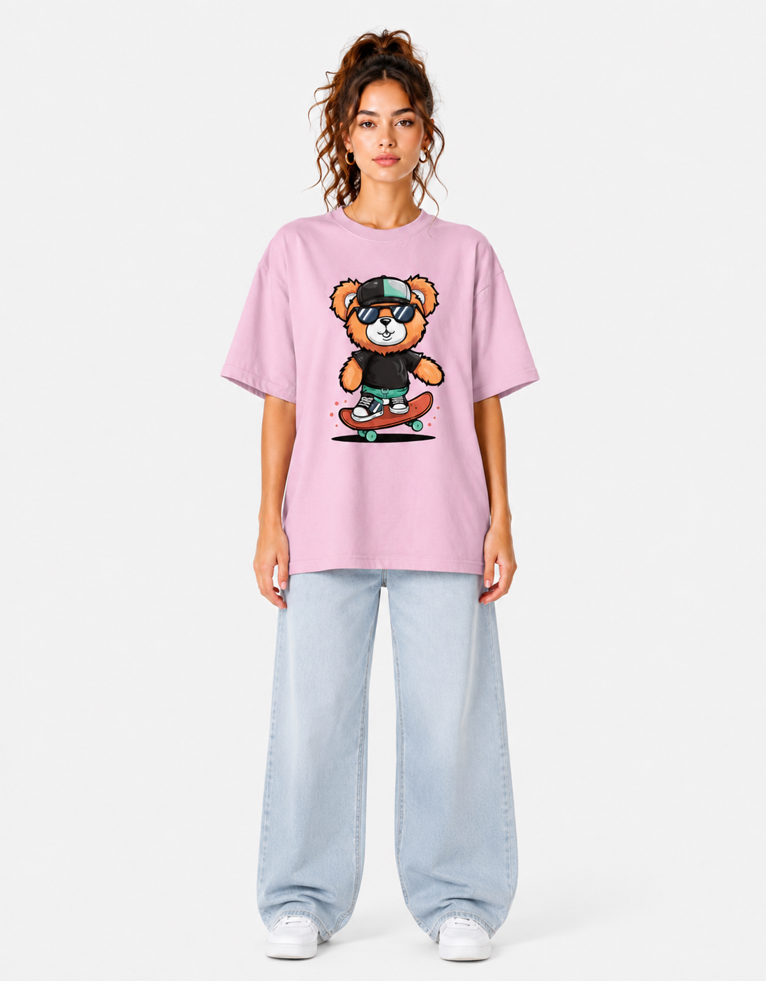 ONROGUE Women's Skater Bear Oversized T-Shirt
