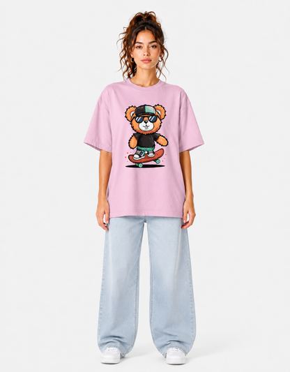 ONROGUE Women's Skater Bear Oversized T-Shirt