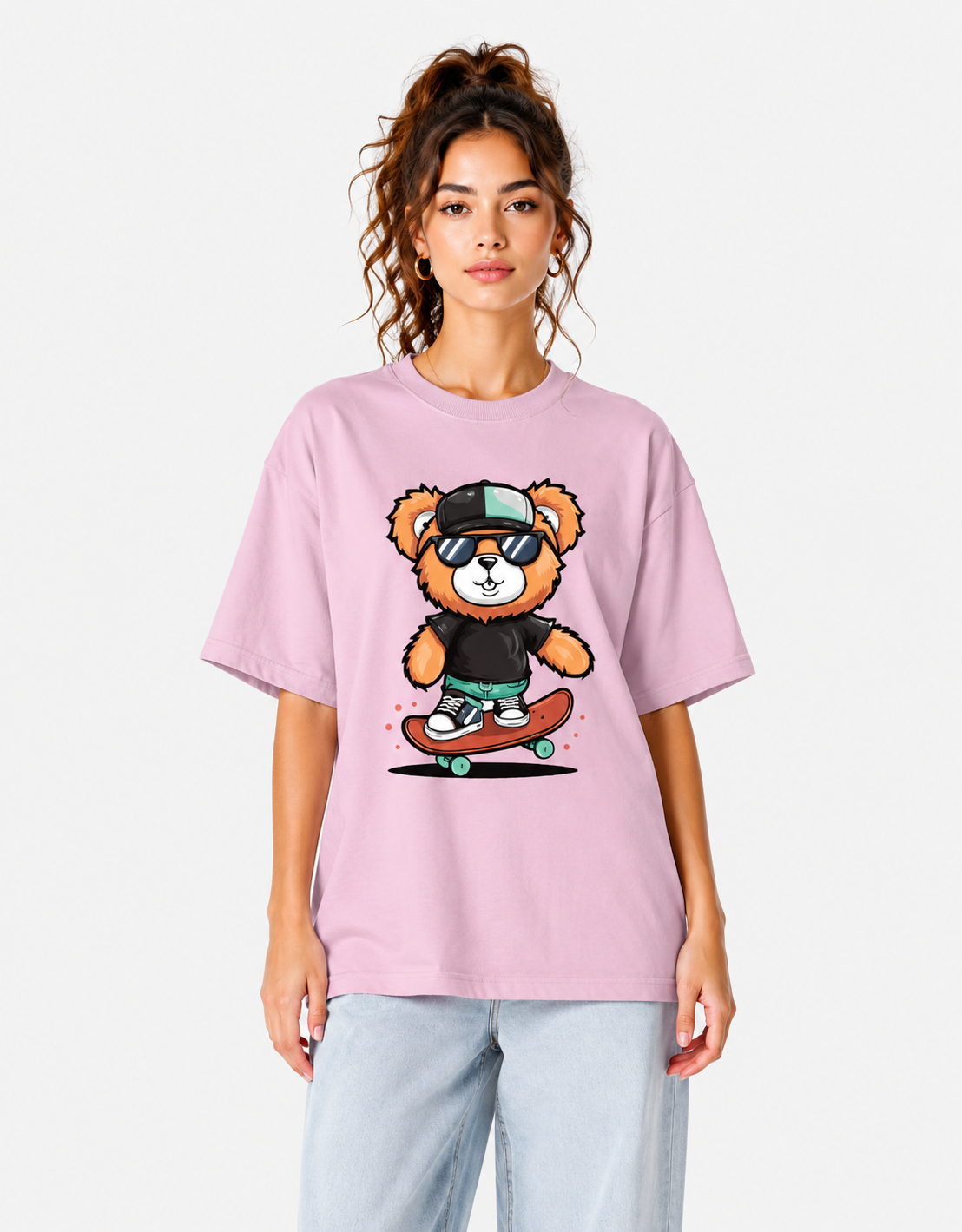 ONROGUE Women's Skater Bear Oversized T-Shirt