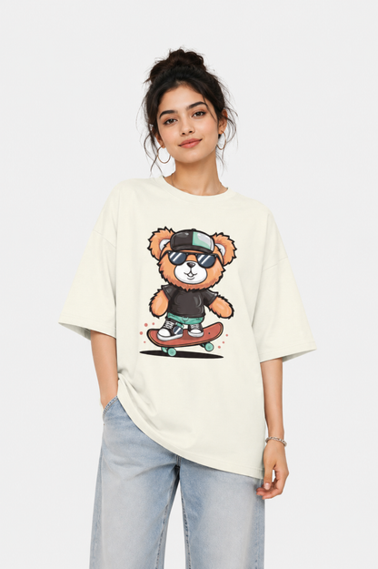 ONROGUE Women's Skater Bear Oversized T-Shirt