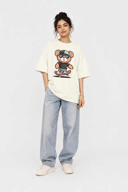 ONROGUE Women's Skater Bear Oversized T-Shirt