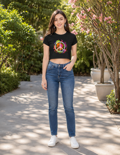 ONROGUE WOMEN'S PEACE & LOVE GRAPHIC CROP TOP
