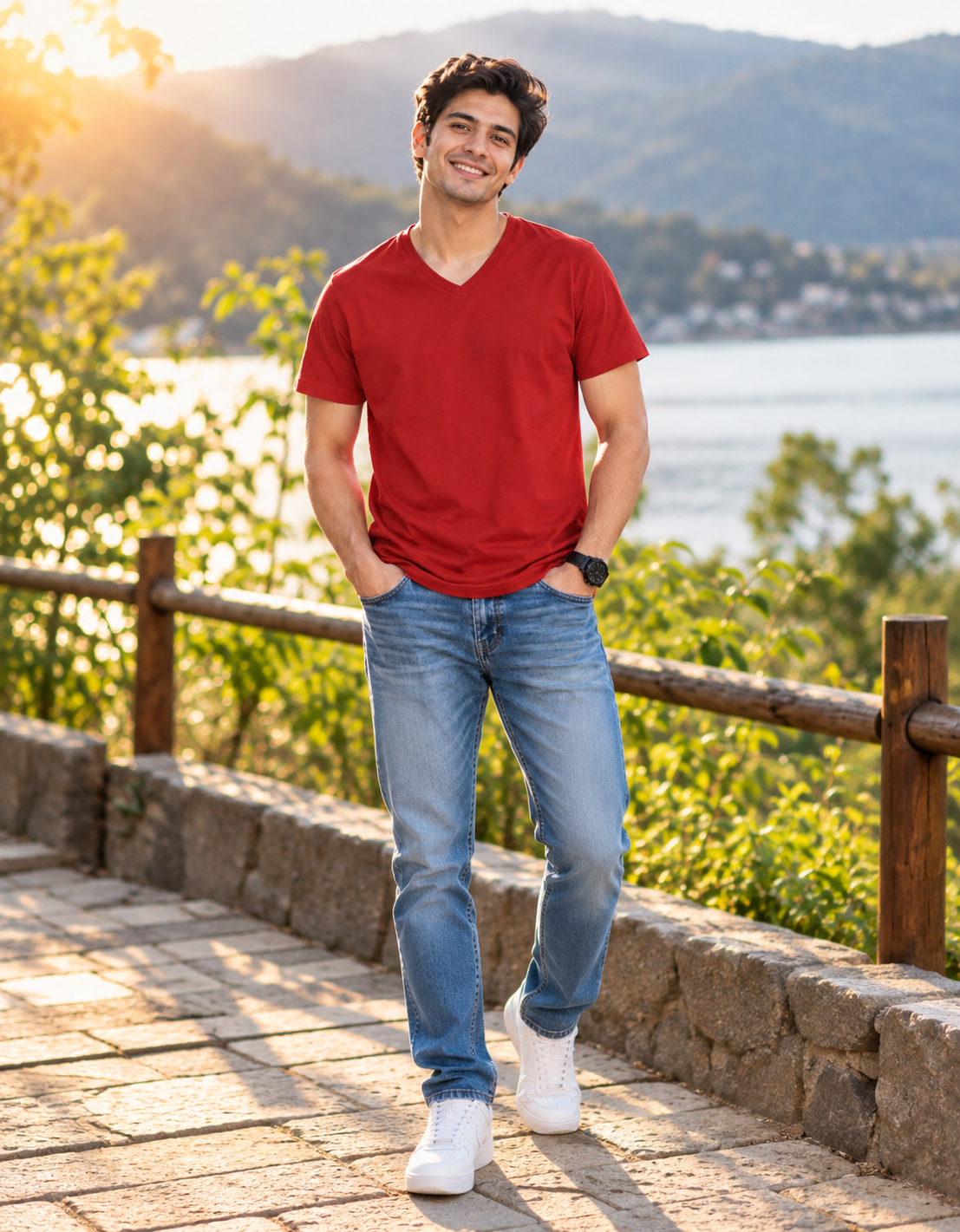 ONROGUE Men's Premium V-Neck T-Shirt