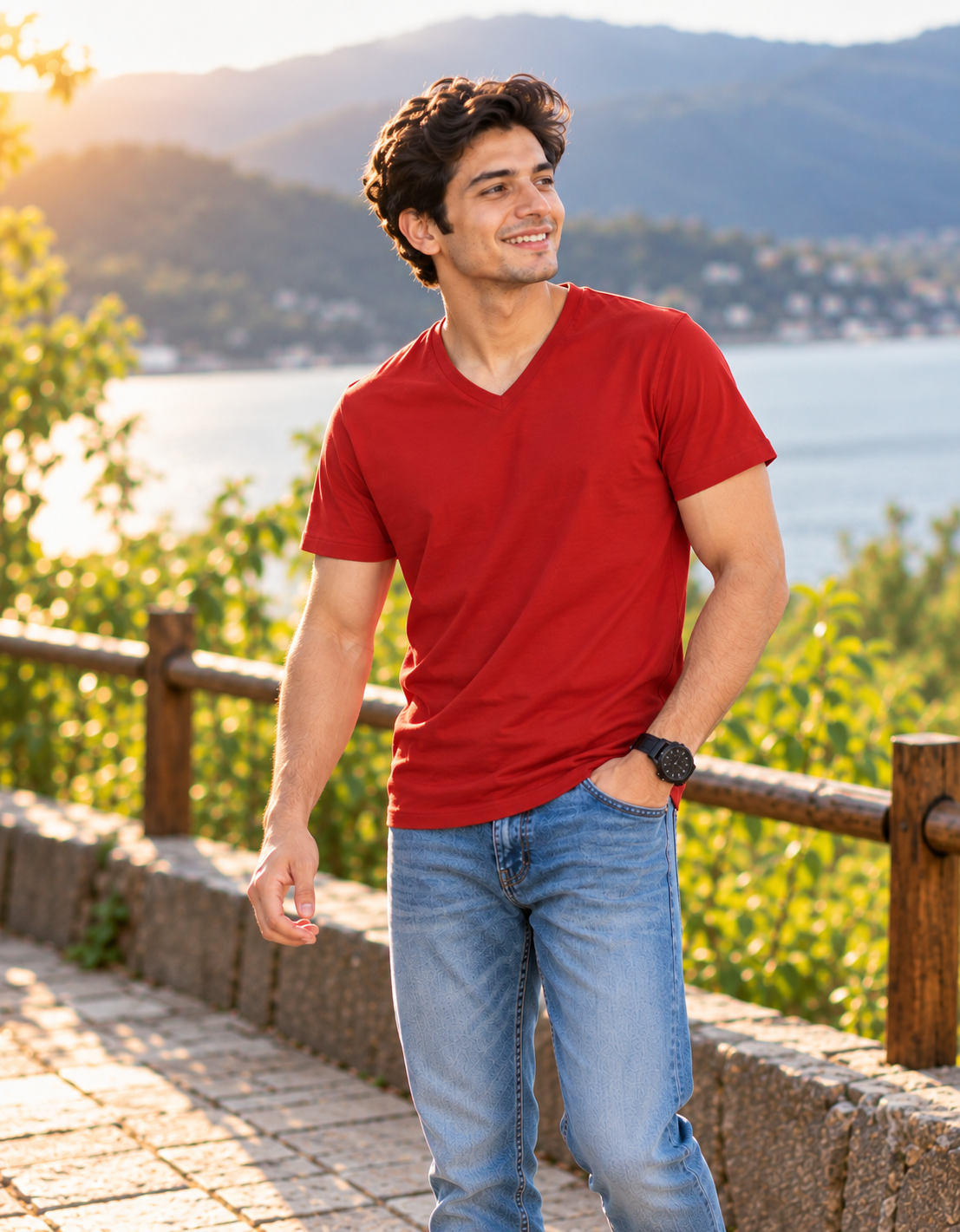 ONROGUE Men's Premium V-Neck T-Shirt