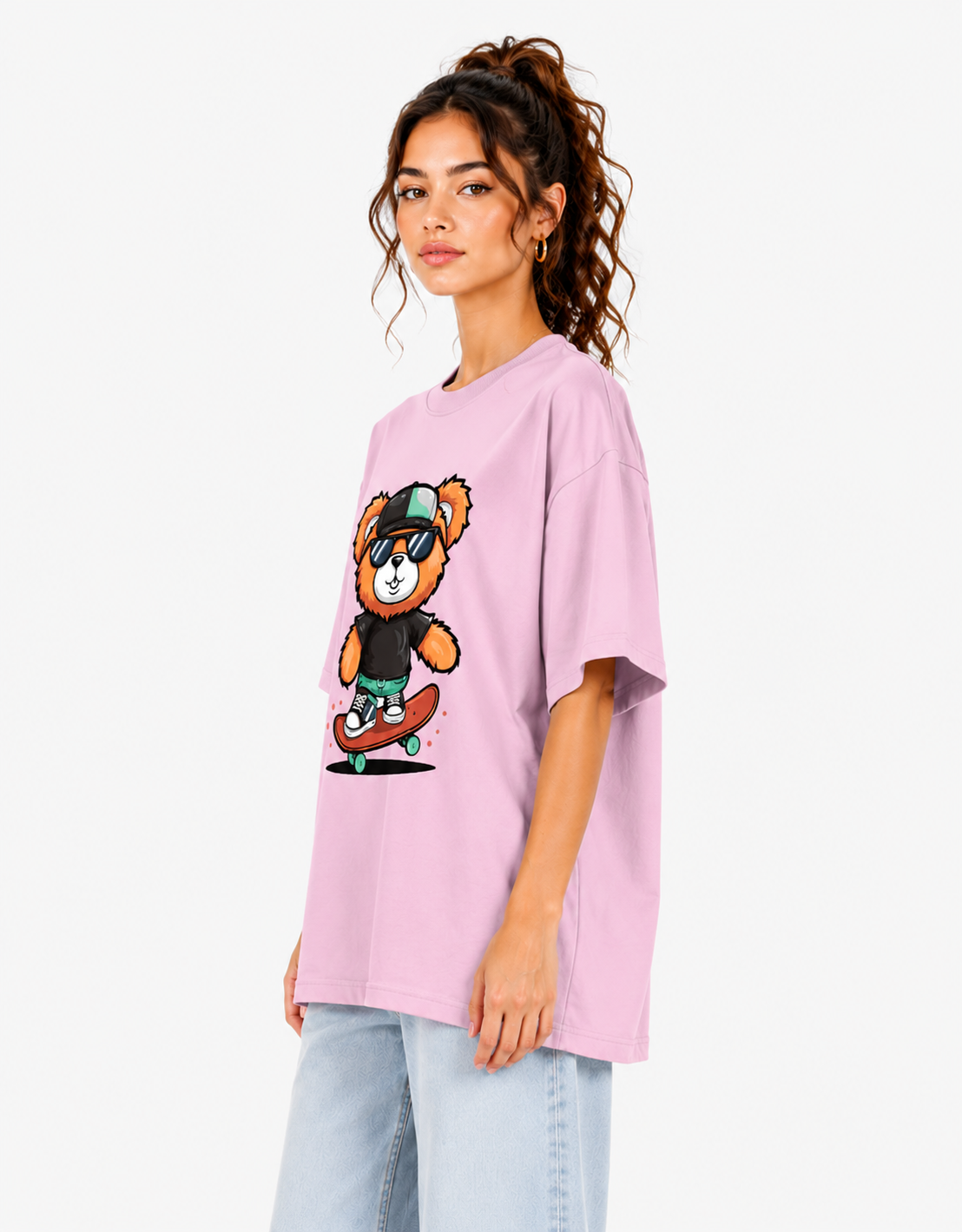 ONROGUE Women's Skater Bear Oversized T-Shirt