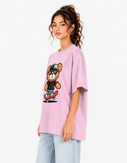 ONROGUE Women's Skater Bear Oversized T-Shirt