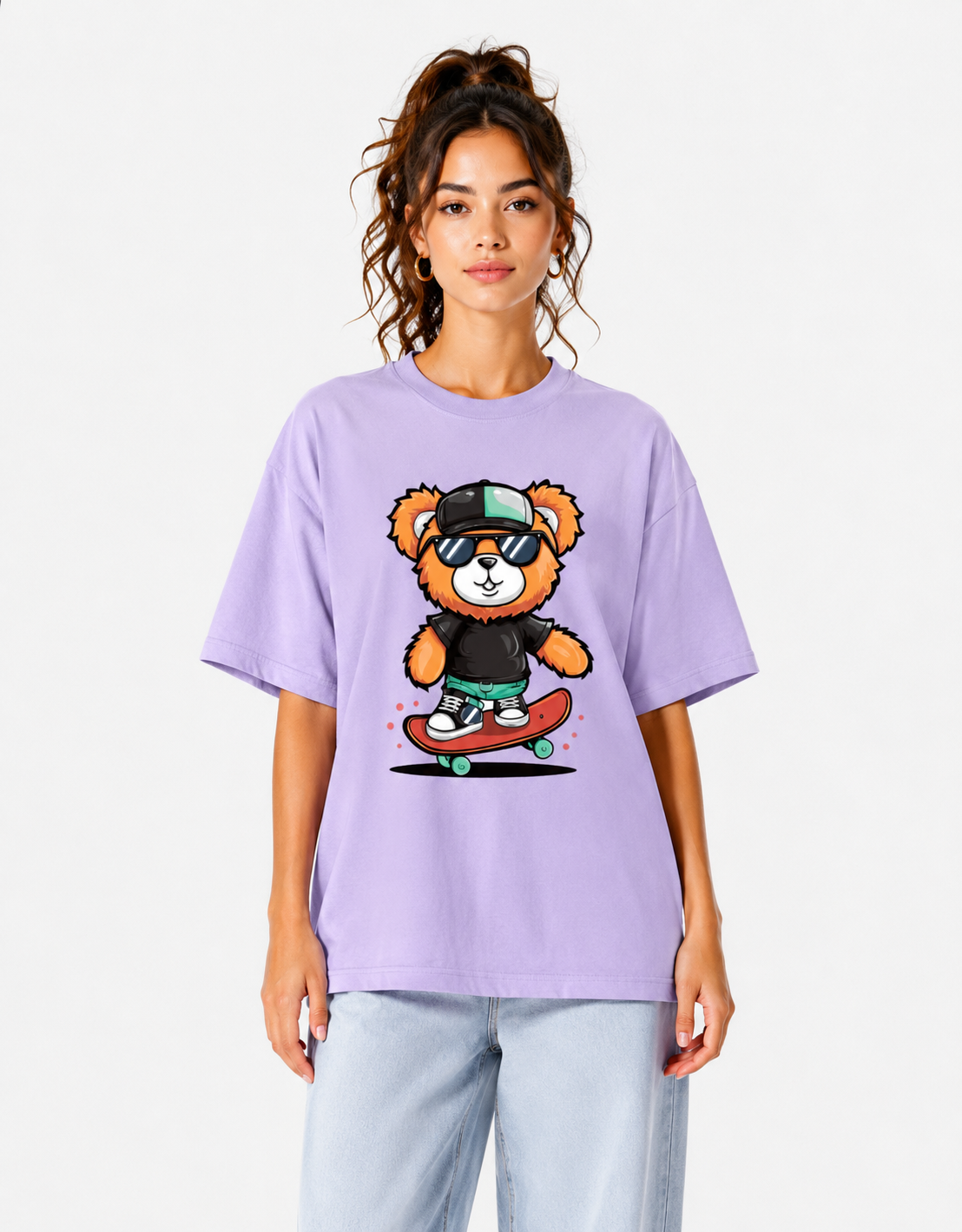 ONROGUE Women's Skater Bear Oversized T-Shirt